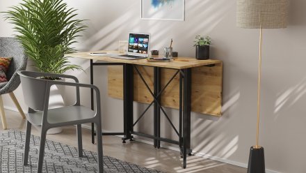 Стіл-книга трансформер Спайдер Ferrum-decor 750x1150x880 Чорний метал ДСП Дуб Артизан 16 мм (FRD-105093)