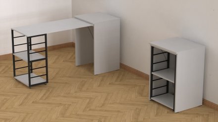 Стіл-тумба трансформер Смарт 2/1 Ferrum-decor 750x1450x500 Чорний метал ДСП Біле 16 мм (FRD-105095) Стіл-тумба трансформер Смарт 2/1 Ferrum-decor 750x1450x500 Чорний метал ДСП Біле 16 мм (FRD-105095)