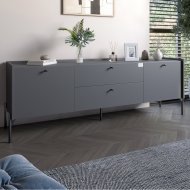 Тумба під телевізор з шухлядами LION Wood з чорними ніжками 160х65х40 см Антрацит (LION-043107) Тумба під телевізор з шухлядами LION Wood з чорними ніжками 160х65х40 см Антрацит (LION-043107)