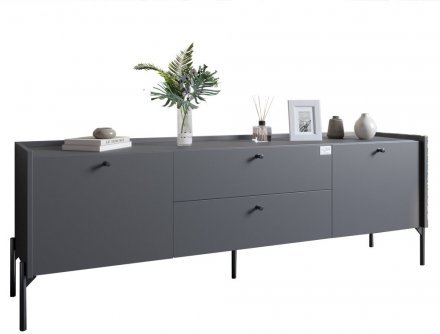 Тумба під телевізор з шухлядами LION Wood з чорними ніжками 160х65х40 см Антрацит (LION-043107) Тумба під телевізор з шухлядами LION Wood з чорними ніжками 160х65х40 см Антрацит (LION-043107)
