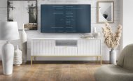 Тумба під телевізор Perfect Home Нова / Nova 2-дверна з 1 шухлядою і золотими ніжками RTV154 Білий (PFH-091224) Тумба під телевізор Perfect Home Нова / Nova 2-дверна з 1 шухлядою і золотими ніжками RTV154 Білий (PFH-091224)