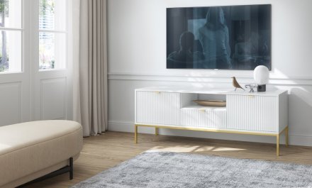 Тумба під телевізор Perfect Home Нова / Nova 2-дверна з 1 шухлядою і золотими ніжками RTV154 Білий (PFH-091224) Тумба під телевізор Perfect Home Нова / Nova 2-дверна з 1 шухлядою і золотими ніжками RTV154 Білий (PFH-091224)