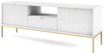 Тумба під телевізор Perfect Home Нова / Nova 2-дверна з 1 шухлядою і золотими ніжками RTV154 Білий (PFH-091224) Тумба під телевізор Perfect Home Нова / Nova 2-дверна з 1 шухлядою і золотими ніжками RTV154 Білий (PFH-091224)