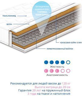 Матрац пружинний Чемпіон Cocos 180х200х20 см Матрац пружинний Чемпіон Cocos 180х200х20 см