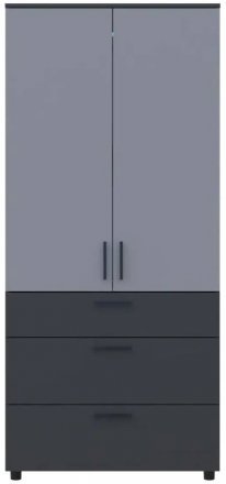 Шафа для одягу Doros Торн Антрацит/Сірий 2 ДСП/3Ш (полиці) 90х51.6х200 (DRS-011996)