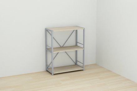 Етажерка 3/60 Ferrum-decor Серії Конект 75x60x28 сірий ДСП Дуб Сонома 16мм (FRD-104269)