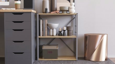 Етажерка 3/60 Ferrum-decor Серії Конект 75x60x28 сірий ДСП Дуб Сонома 16мм (FRD-104269)
