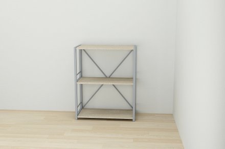 Етажерка 3/60 Ferrum-decor Серії Конект 75x60x28 сірий ДСП Дуб Сонома 16мм (FRD-104269)