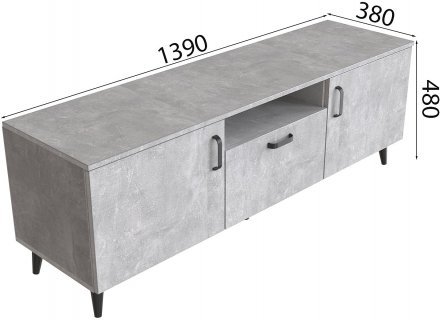 Тумба Лестер на конусних ніжках Ferrum-decor 48x139x38 Чорний метал ДСП Бетон 16 мм (FRD-106801) Тумба Лестер на конусних ніжках Ferrum-decor 48x139x38 Чорний метал ДСП Бетон 16 мм (FRD-106801)