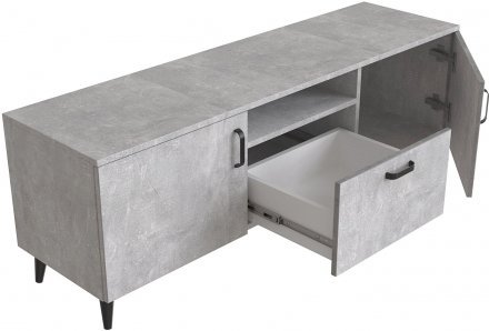 Тумба Лестер на конусних ніжках Ferrum-decor 48x139x38 Чорний метал ДСП Бетон 16 мм (FRD-106801) Тумба Лестер на конусних ніжках Ferrum-decor 48x139x38 Чорний метал ДСП Бетон 16 мм (FRD-106801)
