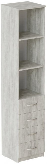Пенал Анжело Ferrum-decor на 3 полиці з 4 шухлядами 1900x400x380 ДСП Бетон 16 мм (FRD-104929)