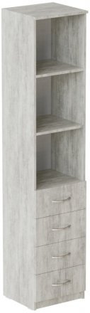 Пенал Анжело Ferrum-decor на 3 полиці з 4 шухлядами 1900x400x380 ДСП Бетон 16 мм (FRD-104929)