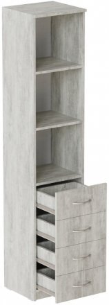 Пенал Анжело Ferrum-decor на 3 полиці з 4 шухлядами 1900x400x380 ДСП Бетон 16 мм (FRD-104929)