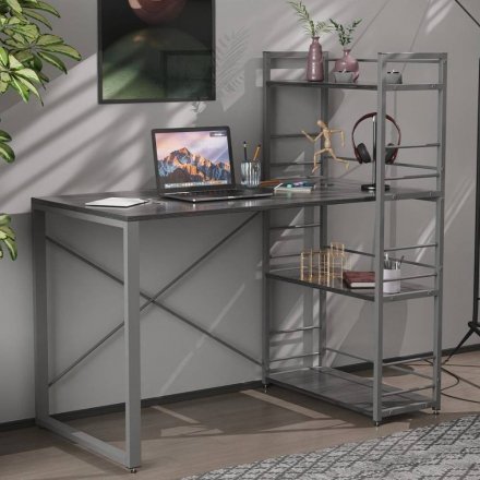 Письмовий стіл Ferrum-decor Серії Конект з етажеркою 75x120x60 сірий ДСП Сосна Кембра 16мм (FRD-104235)