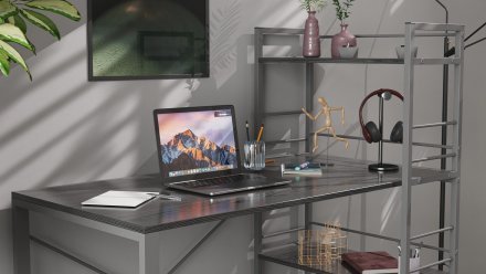 Письмовий стіл Ferrum-decor Серії Конект з етажеркою 75x120x60 сірий ДСП Сосна Кембра 16мм (FRD-104235)
