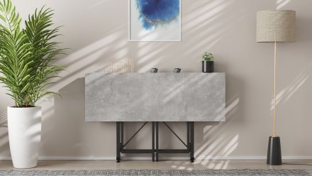 Стіл-книга трансформер Спайдер Ferrum-decor 750x1150x880 Чорний метал ДСП Бетон 16 мм (FRD-105094)