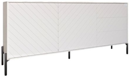 Комод з чорними металевими ніжками LION Амарант 168x40x76,5 см Бетон Style/Білий (LION-041907)