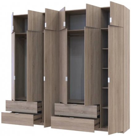 Шафа для одягу Doros Лукас Дуб сонома 3+3 ДСП 255х50х240 DRS-011704 (42005111) Шафа для одягу Doros Лукас Дуб сонома 3+3 ДСП 255х50х240 DRS-011704 (42005111)