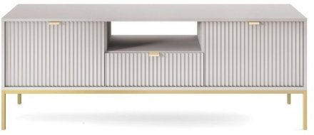 Тумба під телевізор Perfect Home Нова / Nova 2-дверна з 1 шухлядою і золотими ніжками RTV154 Сірий (PFH-091226)