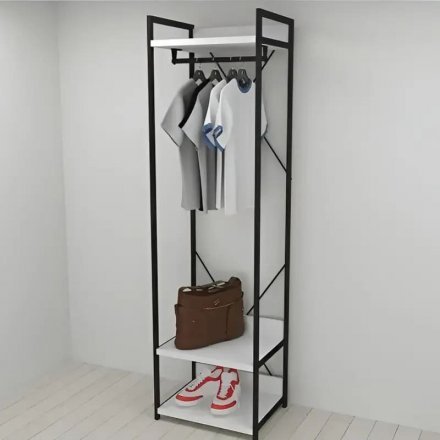 Шафа Гардероб Уні секція 1 серії Конект Ferrum-decor 220x60x50см Чорний метал ДСП Білий 32 мм (FRD-104499) Шафа Гардероб Уні секція 1 серії Конект Ferrum-decor 220x60x50см Чорний метал ДСП Білий 32 мм (FRD-104499)