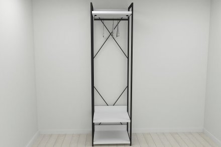 Шафа Гардероб Уні секція 1 серії Конект Ferrum-decor 220x60x50см Чорний метал ДСП Білий 32 мм (FRD-104499) Шафа Гардероб Уні секція 1 серії Конект Ferrum-decor 220x60x50см Чорний метал ДСП Білий 32 мм (FRD-104499)