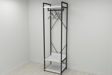 Шафа Гардероб Уні секція 1 серії Конект Ferrum-decor 220x60x50см Чорний метал ДСП Білий 32 мм (FRD-104499) Шафа Гардероб Уні секція 1 серії Конект Ferrum-decor 220x60x50см Чорний метал ДСП Білий 32 мм (FRD-104499)