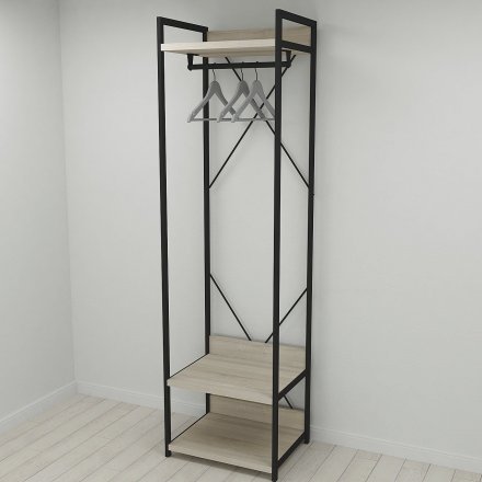 Шафа Гардероб Уні секція 1 серії Конект Ferrum-decor 220x60x50см Чорний метал ДСП Дуб Сонома 32 мм (FRD-104501) Шафа Гардероб Уні секція 1 серії Конект Ferrum-decor 220x60x50см Чорний метал ДСП Дуб Сонома 32 мм (FRD-104501)