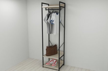 Шафа Гардероб Уні секція 1 серії Конект Ferrum-decor 220x60x50см Чорний метал ДСП Дуб Сонома 32 мм (FRD-104501) Шафа Гардероб Уні секція 1 серії Конект Ferrum-decor 220x60x50см Чорний метал ДСП Дуб Сонома 32 мм (FRD-104501)