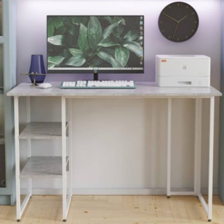 Стіл письмовий Кевін Ferrum-decor 75x100x70 Білий метал ДСП Бетон 32 мм (FRD-106565)