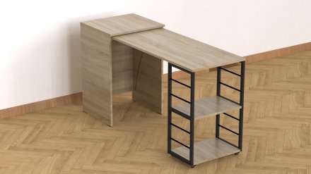 Стіл-тумба трансформер Смарт 2/1 Ferrum-decor 750x1450x500 Чорний метал ДСП Дуб Сонома 16 мм (FRD-105098)