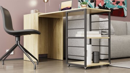 Стіл-тумба трансформер Смарт 2/1 Ferrum-decor 750x1450x500 Чорний метал ДСП Дуб Сонома 16 мм (FRD-105098)