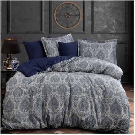 Постільна білизна сатин жакард Carolina lacivert синій євро svt-2000022295345 Постільна білизна сатин жакард Carolina lacivert синій євро svt-2000022295345