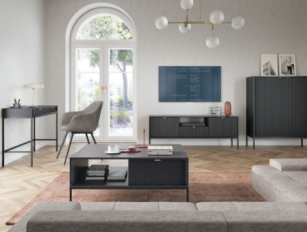 Стіл журнальний Perfect Home Нова / Nova з 2 шухлядами та чорними ніжками L104 Чорний (PFH-091262)