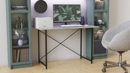 Стіл письмовий Line Лайт Ferrum-decor 750x1000x500 Чорний метал ДСП Бетон 16 мм (FRD-104842)