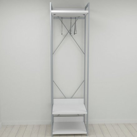 Шафа Гардероб Уні секція 1 серії Конект Ferrum-decor 220x60x50см Сірий метал ДСП Білий 32 мм (FRD-104503)