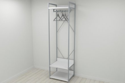 Шафа Гардероб Уні секція 1 серії Конект Ferrum-decor 220x60x50см Сірий метал ДСП Білий 32 мм (FRD-104503)
