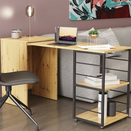 Стіл-тумба трансформер Смарт 2/1 Ferrum-decor 750x1450x500 Чорний метал ДСП Дуб Артизан 16 мм (FRD-105100)