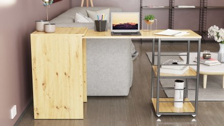 Стіл-тумба трансформер Смарт 2/1 Ferrum-decor 750x1450x500 Чорний метал ДСП Дуб Артизан 16 мм (FRD-105100)