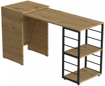 Стіл-тумба трансформер Смарт 2/1 Ferrum-decor 750x1450x500 Чорний метал ДСП Дуб Артизан 16 мм (FRD-105100)