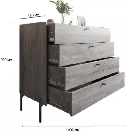 Комод із 4 шухлядами LION Wood із золотими ніжками 100х90х45 см Кашемір (LION-042968) ТОП Комод із 4 шухлядами LION Wood із золотими ніжками 100х90х45 см Кашемір (LION-042968) ТОП