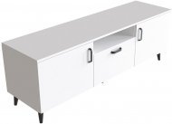 Тумба Лестер на конусних ніжках Ferrum-decor 48x139x38 Чорний метал ДСП Білий 16 мм (FRD-106807)