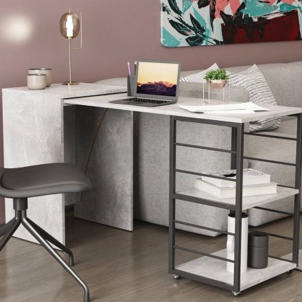 Стіл-тумба трансформер Смарт 2/1 Ferrum-decor 750x1450x500 Чорний метал ДСП Бетон 16 мм (FRD-105101) Стіл-тумба трансформер Смарт 2/1 Ferrum-decor 750x1450x500 Чорний метал ДСП Бетон 16 мм (FRD-105101)