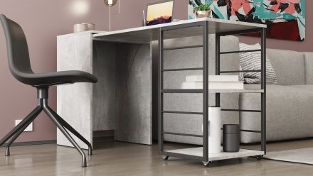Стіл-тумба трансформер Смарт 2/1 Ferrum-decor 750x1450x500 Чорний метал ДСП Бетон 16 мм (FRD-105101) Стіл-тумба трансформер Смарт 2/1 Ferrum-decor 750x1450x500 Чорний метал ДСП Бетон 16 мм (FRD-105101)
