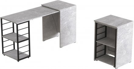 Стіл-тумба трансформер Смарт 2/1 Ferrum-decor 750x1450x500 Чорний метал ДСП Бетон 16 мм (FRD-105101) Стіл-тумба трансформер Смарт 2/1 Ferrum-decor 750x1450x500 Чорний метал ДСП Бетон 16 мм (FRD-105101)