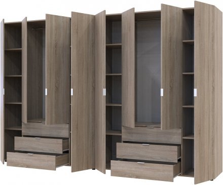 Комплект шаф для одягу Doros Гелар (2 шт.) 310х49,5х203,4 см Дуб сонома (DRS-011114) Комплект шаф для одягу Doros Гелар (2 шт.) 310х49,5х203,4 см Дуб сонома (DRS-011114)