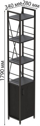 Етажерка 4/34 Ferrum-decor Серії Конект із тумбою 179x34x28 Чорний ДСП Сосна Кембра (FRD-104465)