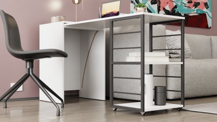 Стіл-тумба трансформер Смарт 2/2 Ferrum-decor 750x1450x600 Чорний метал ДСП Біле 16 мм (FRD-105102) Стіл-тумба трансформер Смарт 2/2 Ferrum-decor 750x1450x600 Чорний метал ДСП Біле 16 мм (FRD-105102)