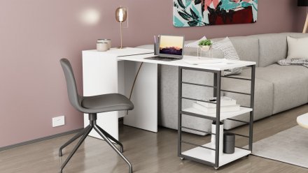 Стіл-тумба трансформер Смарт 2/2 Ferrum-decor 750x1450x600 Чорний метал ДСП Біле 16 мм (FRD-105102) Стіл-тумба трансформер Смарт 2/2 Ferrum-decor 750x1450x600 Чорний метал ДСП Біле 16 мм (FRD-105102)