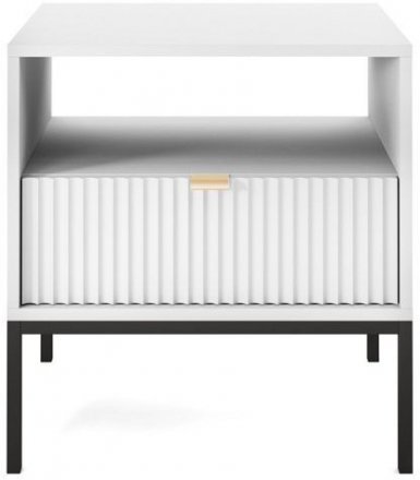 Тумба приліжкова Perfect Home Нова / Nova з 1 шухлядою і чорними ніжками S54 Білий (PFH-091260)