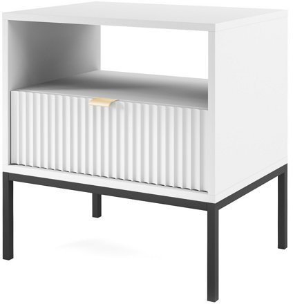 Тумба приліжкова Perfect Home Нова / Nova з 1 шухлядою і чорними ніжками S54 Білий (PFH-091260)